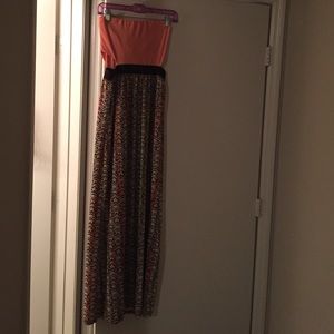 Coral cut out dress with Maxi Bottom