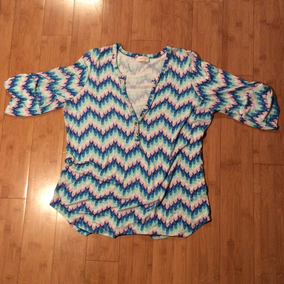 Pixley Edmond Chevron Print Henley