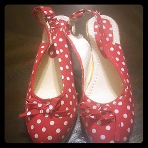 Pokadot wedges. Never worn.