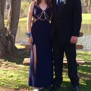 La Femme Navy Prom Dress