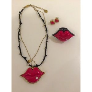Betsey Johnson necklace, earrings, ring set