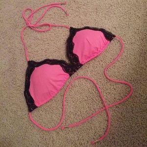 VS PINK Swim Top with Black Lace
