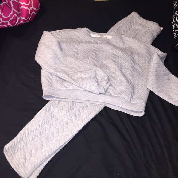 gray two piece outfit