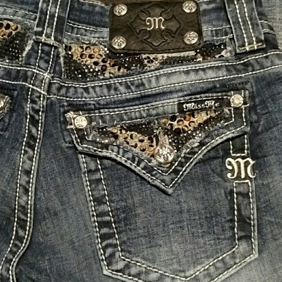 Miss me rhinestone cheetah bling jeans 29 34