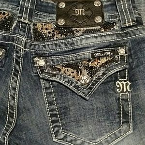 Miss me rhinestone cheetah bling jeans 29 34