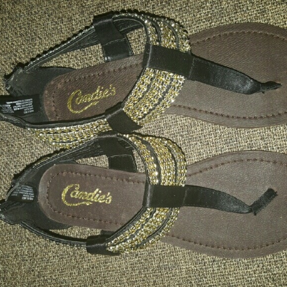 Candies black and silver accent sandals