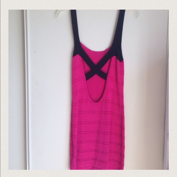 Sexy back hot pink dress