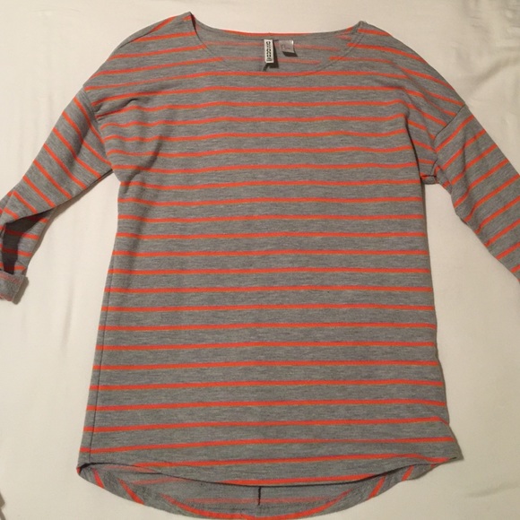 H&M striped orange and grey sweater