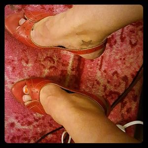 Red Size 9 Seychelles peeptoe slingbacks