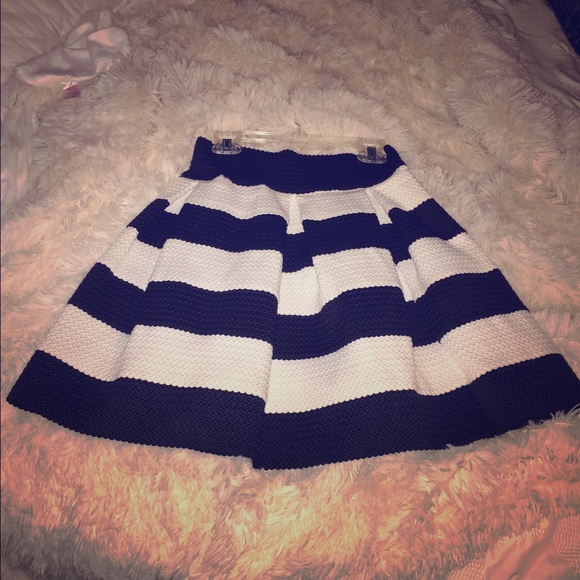 Black and white striped skirt
