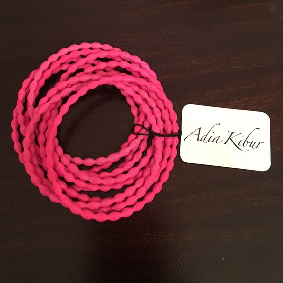 Adia Kibur Neon Pink Thin Wire Bracelet Set of Ten - Picture 2 of 4