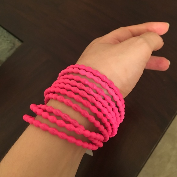 Adia Kibur Neon Pink Thin Wire Bracelet Set of Ten - Picture 3 of 4