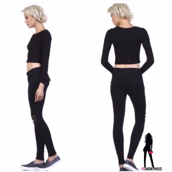 April Spirit Black Zipper Detail Leggings S - Picture 3 of 4