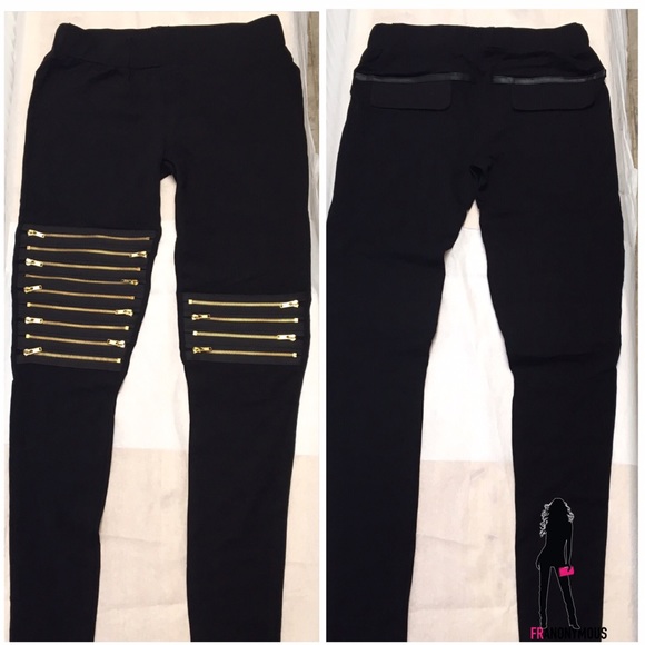 April Spirit Black Zipper Detail Leggings S - Picture 4 of 4