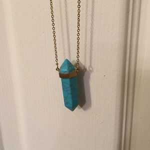 Long turquoise pendant necklace