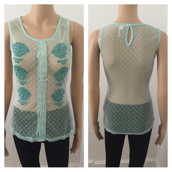 Brand New Large mint sheer tank top