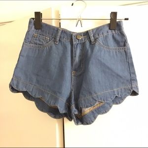 Ellison scallop denim shorts