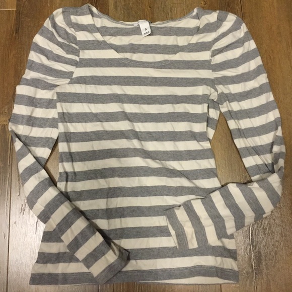 Stripe long sleeve puff sleeve t shirt - Picture 1 of 3