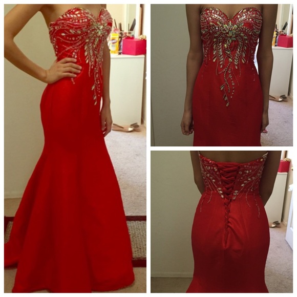 Red Mermaid Prom Dress