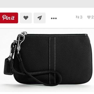 SALE! Coach Black Pebble Leather Wristlet 42389
