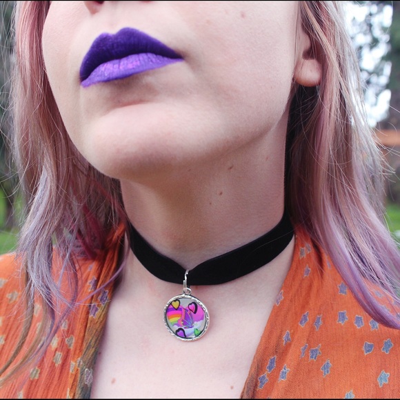 Lisa Frank 🌈 Butterfly Black Velvet Choker ☄ - Picture 3 of 3