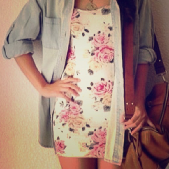 Floral creme dress