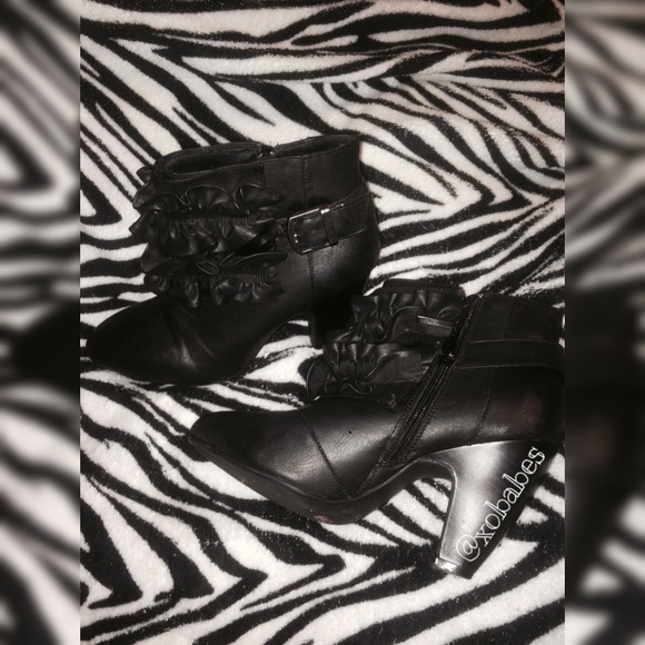 Black leather ankle boots