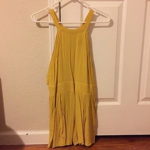 Crepe Halter Romper in Mustard Yellow