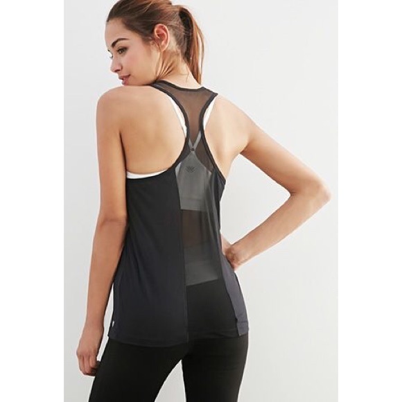 Athletic Mesh Sports Tank Top - Black - Medium