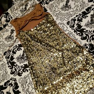 Gold Sequined Mini Dress Gold Sequined Mini Dress