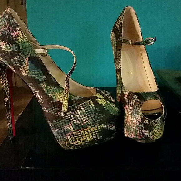 Red bottom platform Mary Jane's shoes