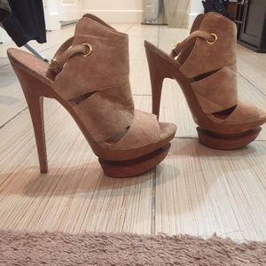 Jessica Simpson Suede Peep Toe Platform Heel