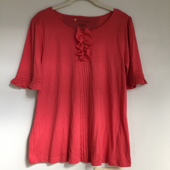 Anthropologie Ruffle Front Cotton Top - Picture 2 of 4