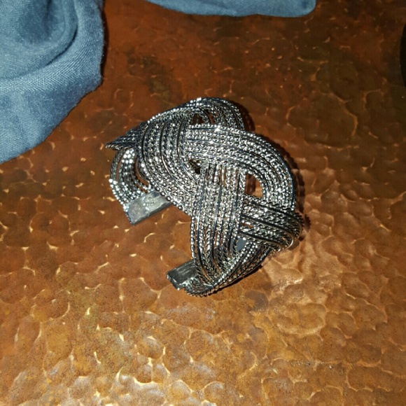 Large silver woven braided wrist / upper arm cuff