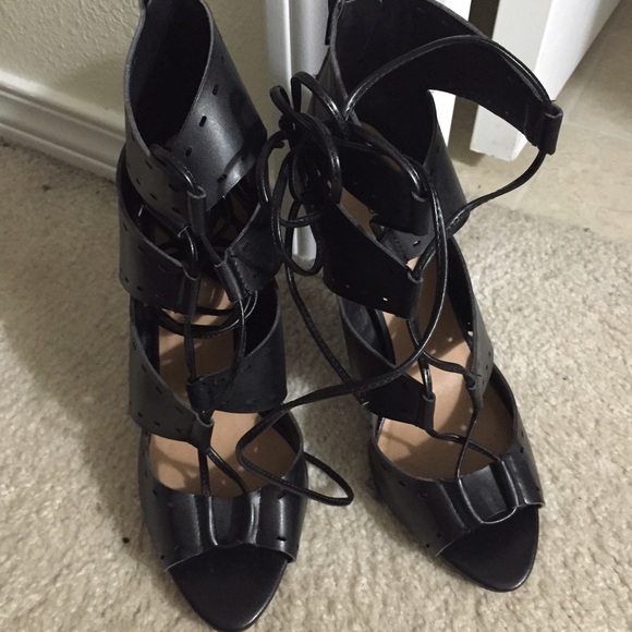 Black Gladiator Lace Up Heels