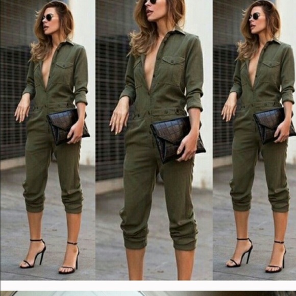 Jumpsuit, Army Green Silk, Thin perfect for summer