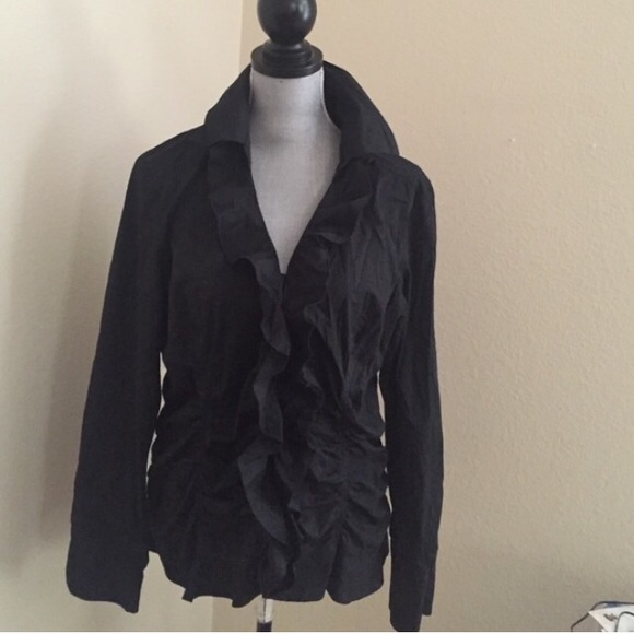 Super cute black ruffle button down