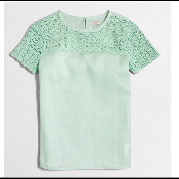 J. Crew Linen Lace shirt - Mint