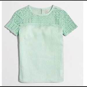 J. Crew Linen Lace shirt - Mint