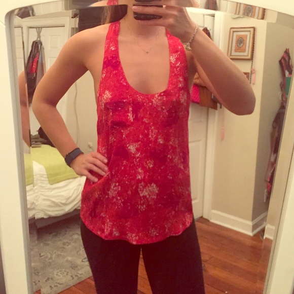 Joie Red/White silk tank