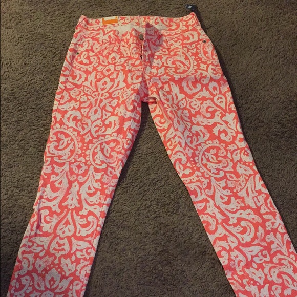Old Navy Coral Patterned Skinny size 2 jeans