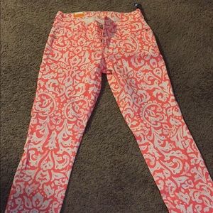 Old Navy Coral Patterned Skinny size 2 jeans