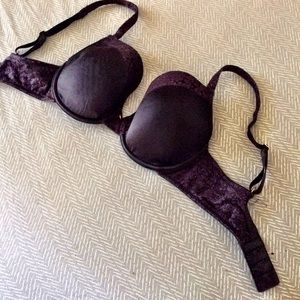 Black patterned 32E bra