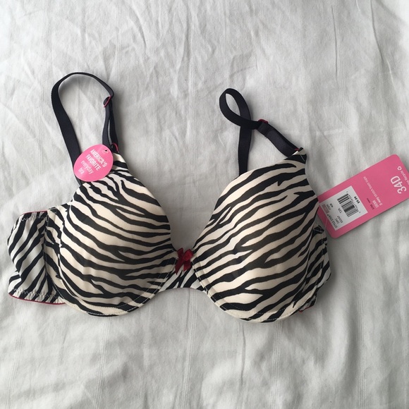 Zebra print with red embellishments bra
