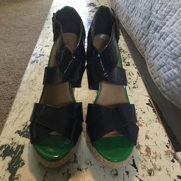 Really cute blue and green wedges.