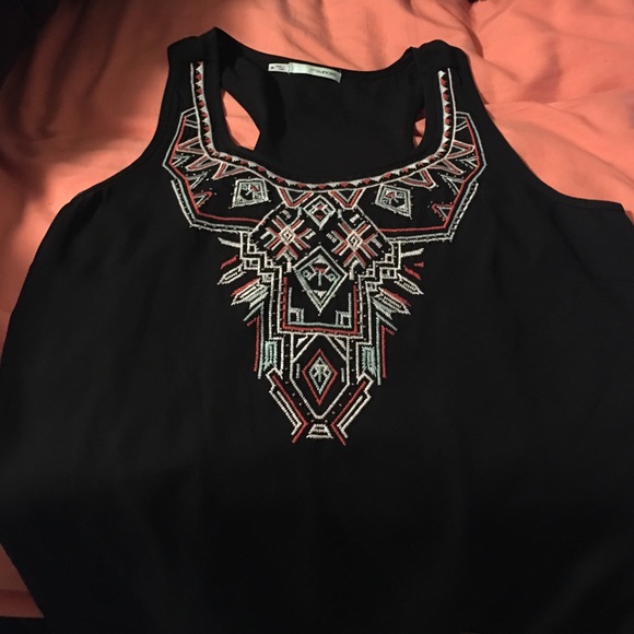 Black chiffon wide strap tank top