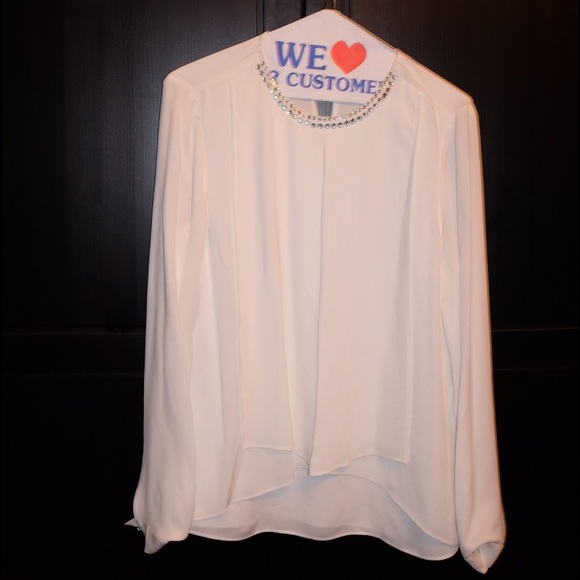 Beautiful layered blouse w/ neckline embellishment