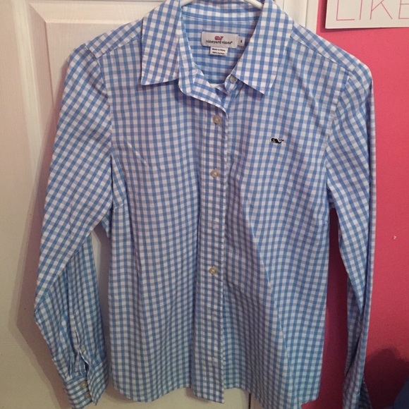 Women's VV Gingham Button Up