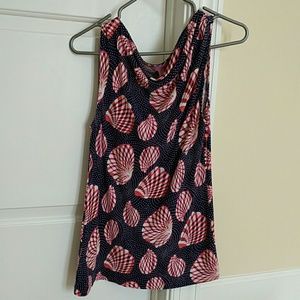 Cowl neck sleeveless top with seashell print