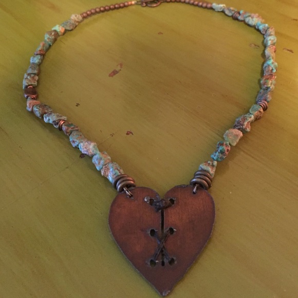Mended heart custom turquoise heart necklace